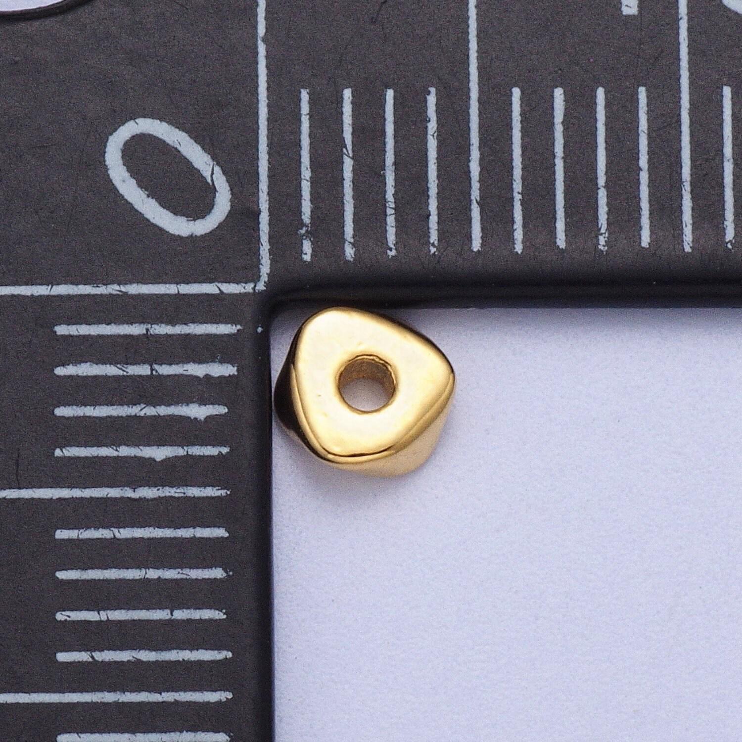 20x mini triangle beads, shiny gold slider beads, tiny bead spacers geometric beads silver triangle bead spacer for necklace bracelet