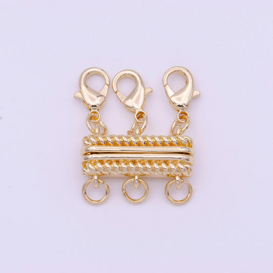 Gold layered necklace detangler, 2 / 3 detangler clasp, layering necklace spacer, multi strand necklace, untangling clasp for bracelet k-292