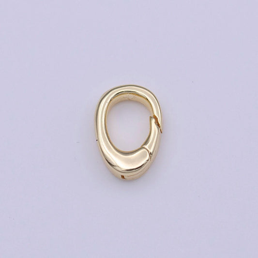 Tiny gold spring gate ring, push gate ring 6.7x9.4mm tear drop ring charm holder gold clasp for jewelry clasp k-286