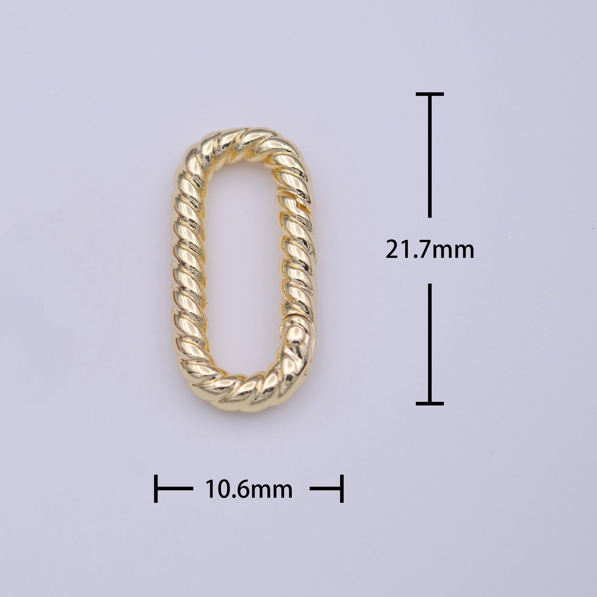 Dainty twisted rope oval gold push gate ring, 21.7x10.6mm oval twisted rope ring charm holder enahanced link for jewelry supply k-221