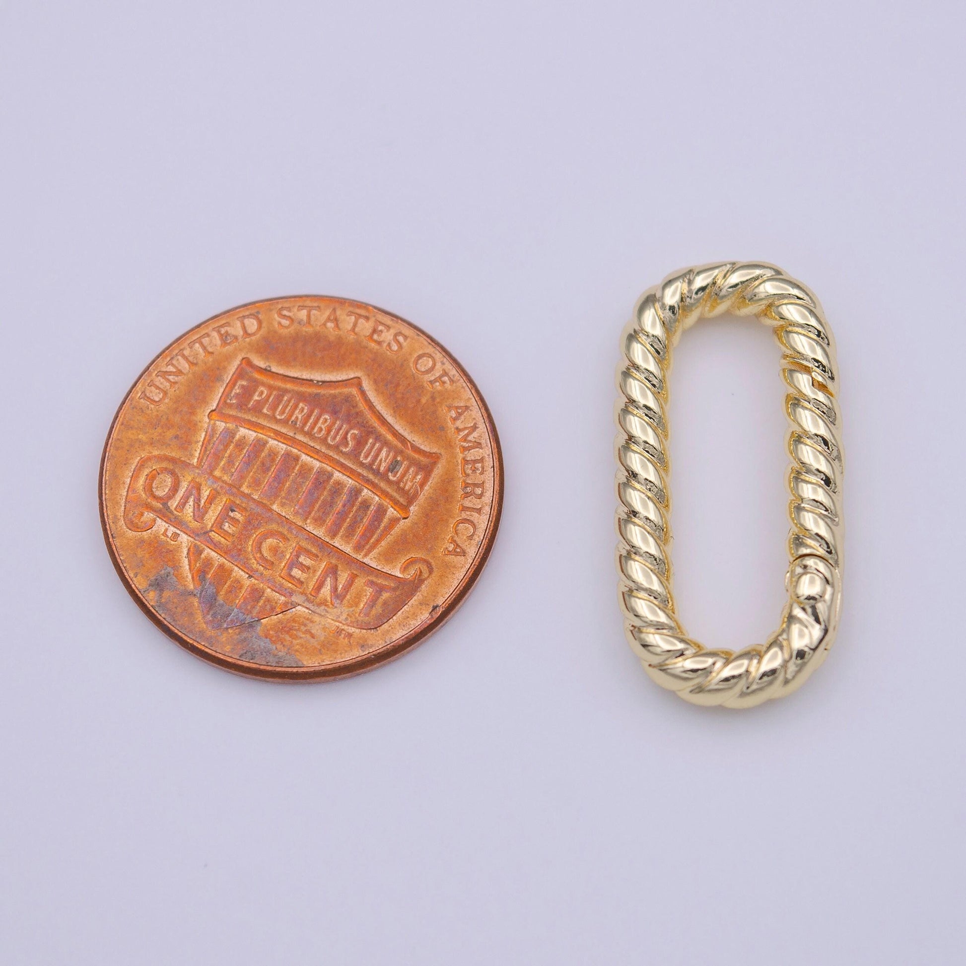 Dainty twisted rope oval gold push gate ring, 21.7x10.6mm oval twisted rope ring charm holder enahanced link for jewelry supply k-221