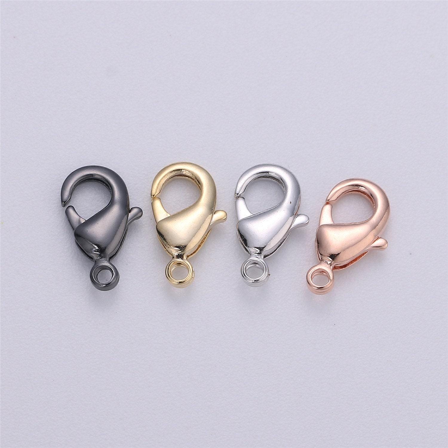 Wholesale gold lobster clasp supplies kit for jewelry making necklace bracelet anklet in black, rose gold, silver, gold 15*9mm