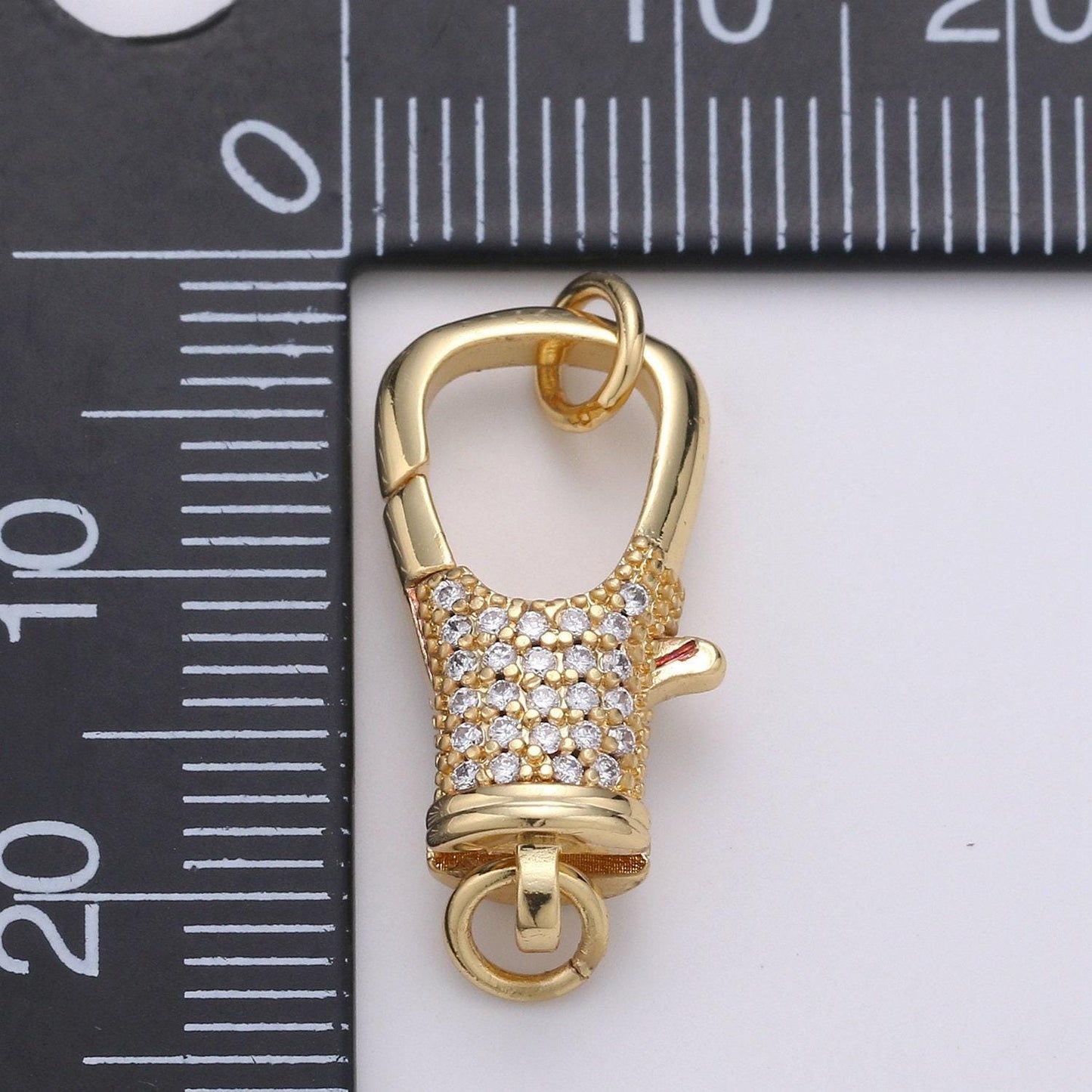 14k gold cz micro pave clasp rectangle lock clasp, interlock micro pave clasp fastener for bracelet necklace, supp-720