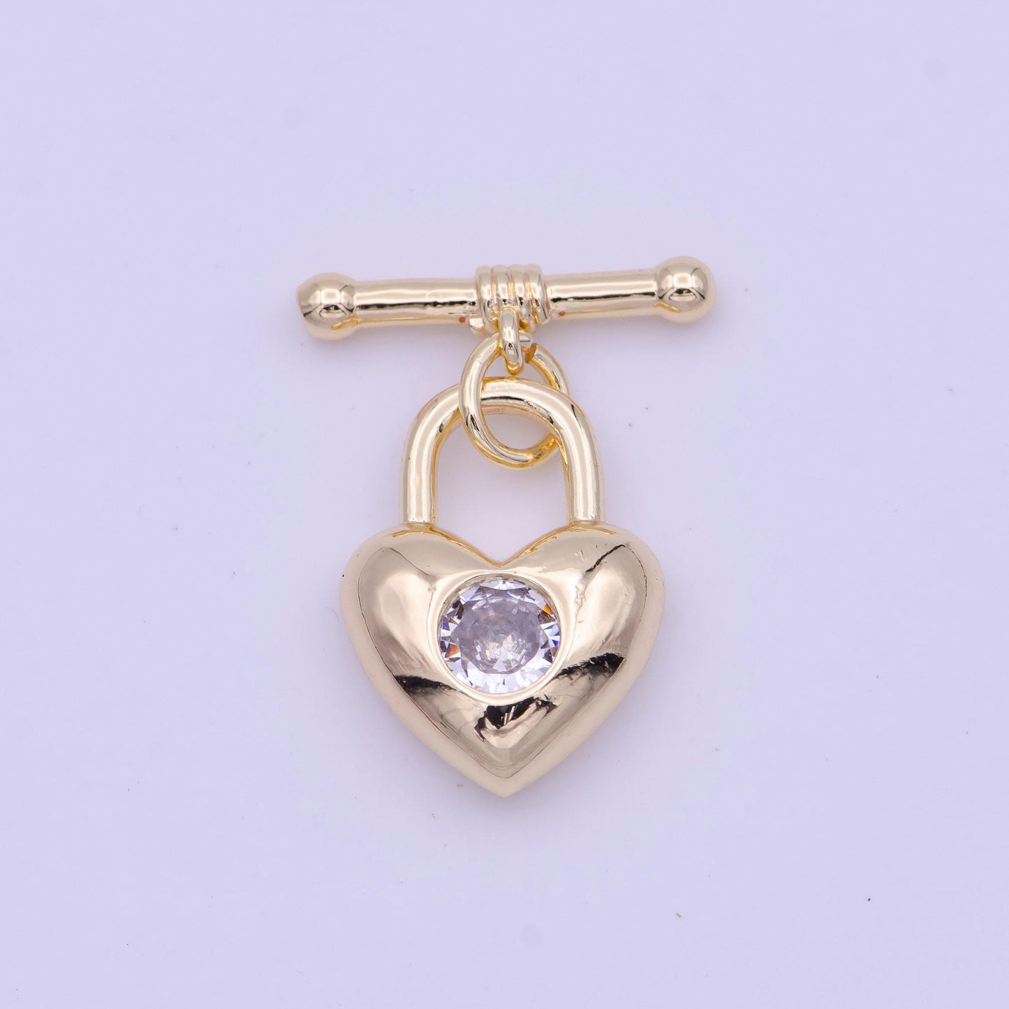 Mini heart gold toggle clasp, ot clasp with clear blue red cz for jewelry supply end clasp