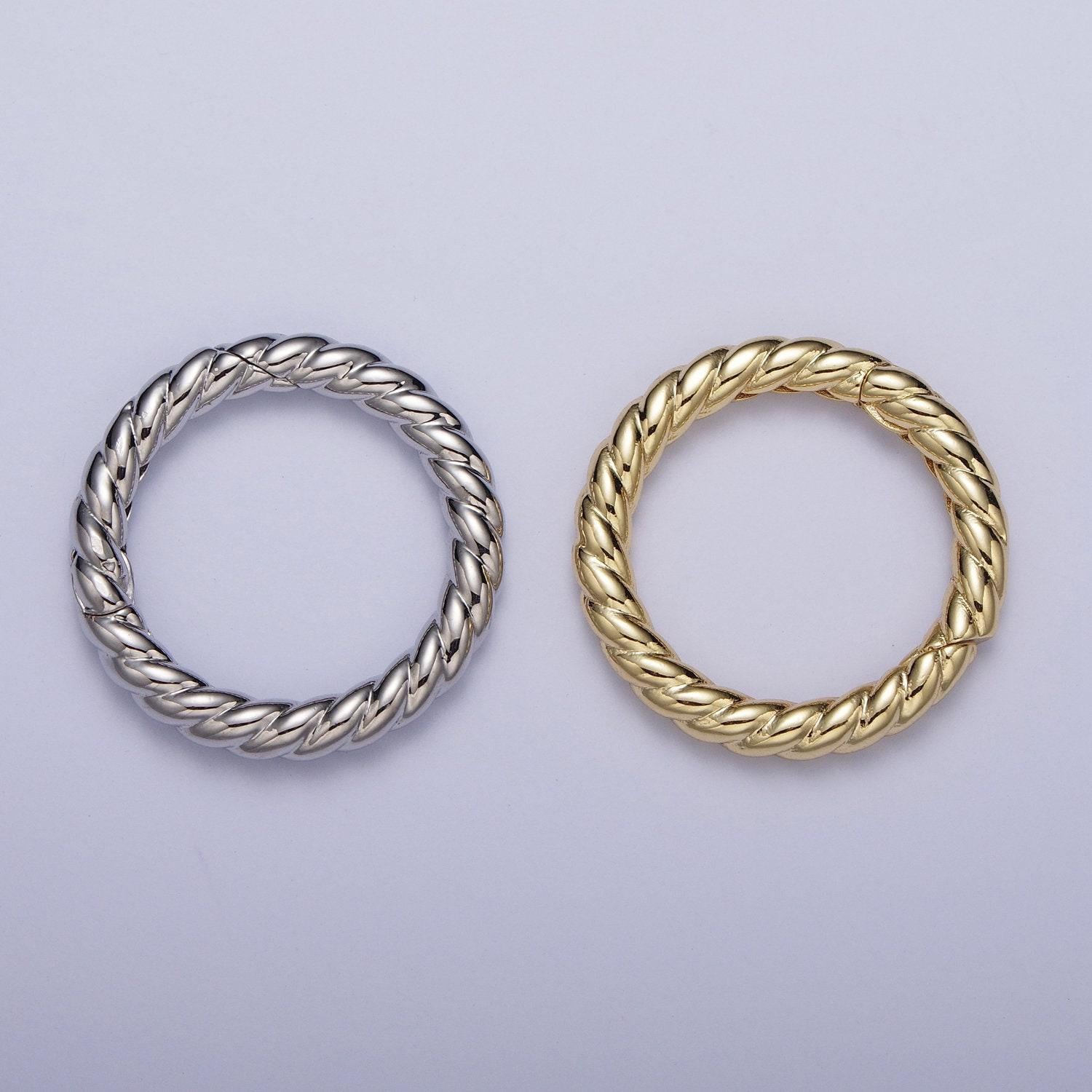 1 pc big twisted gold spring gate ring 26mm marine rope push gate ring, charm holder clasp for connector charm enhancer k-069 k073