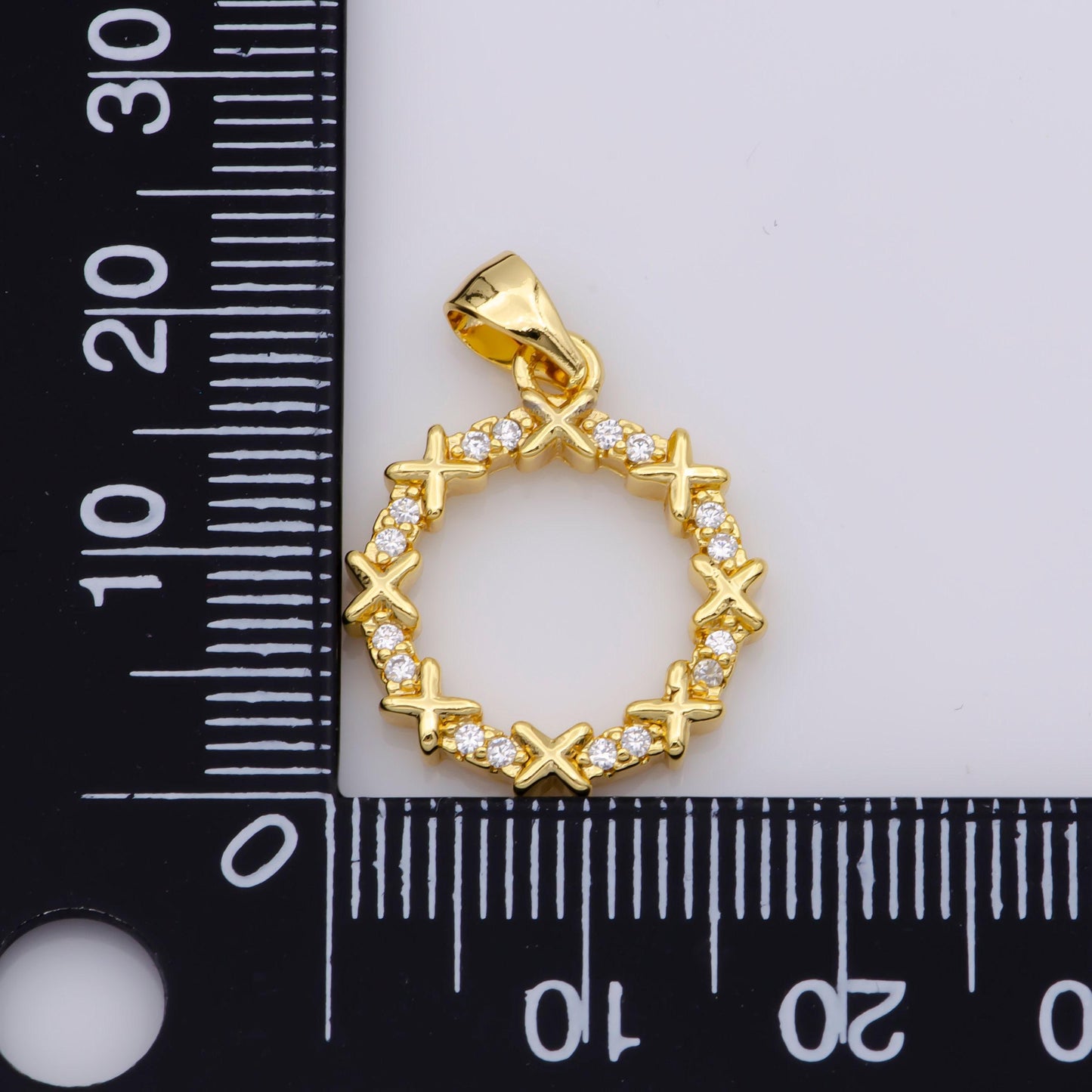 Dainty gold filled wreath charm for bracelet necklace earring component christmas jewelry making supply