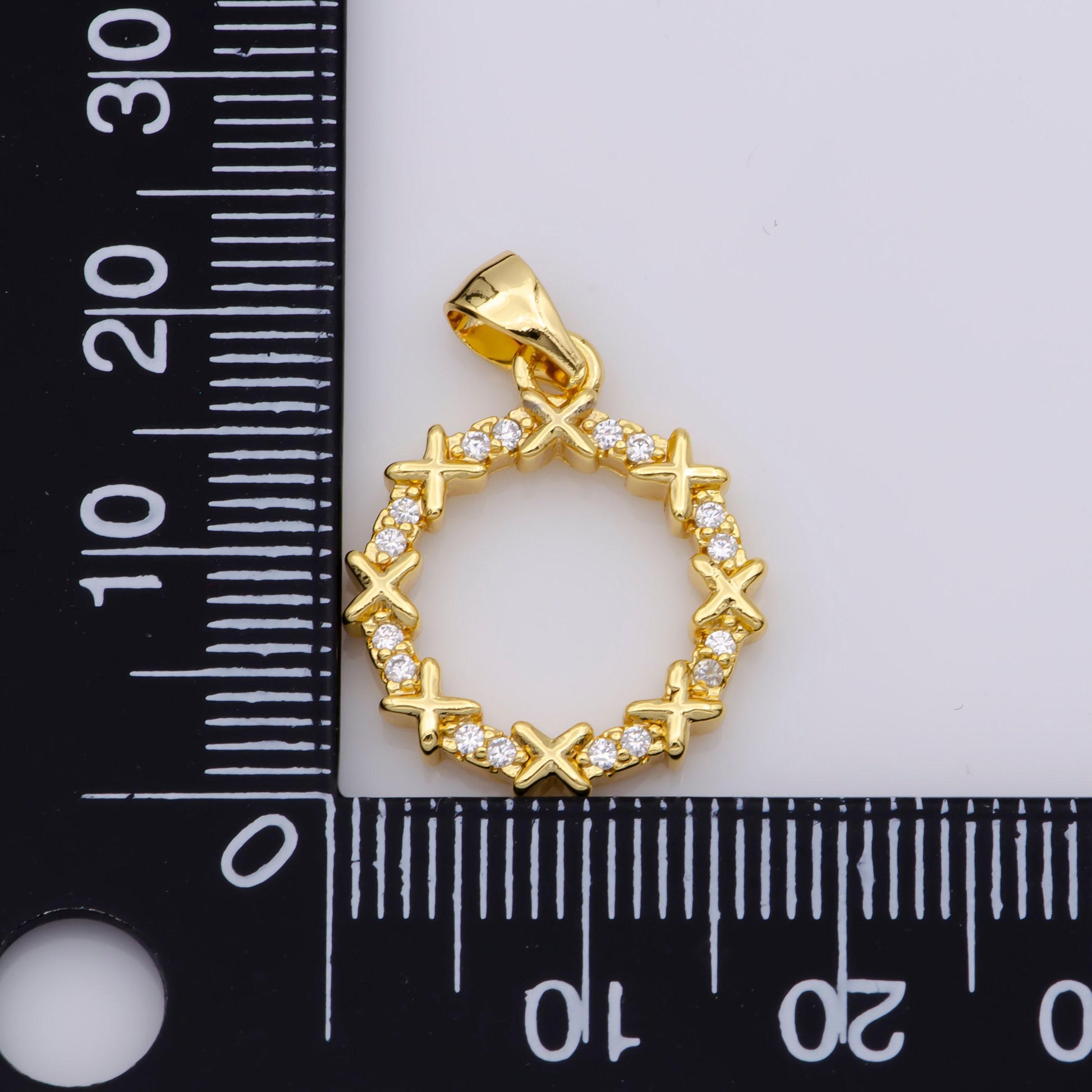 Dainty gold filled wreath charm for bracelet necklace earring component christmas jewelry making supply