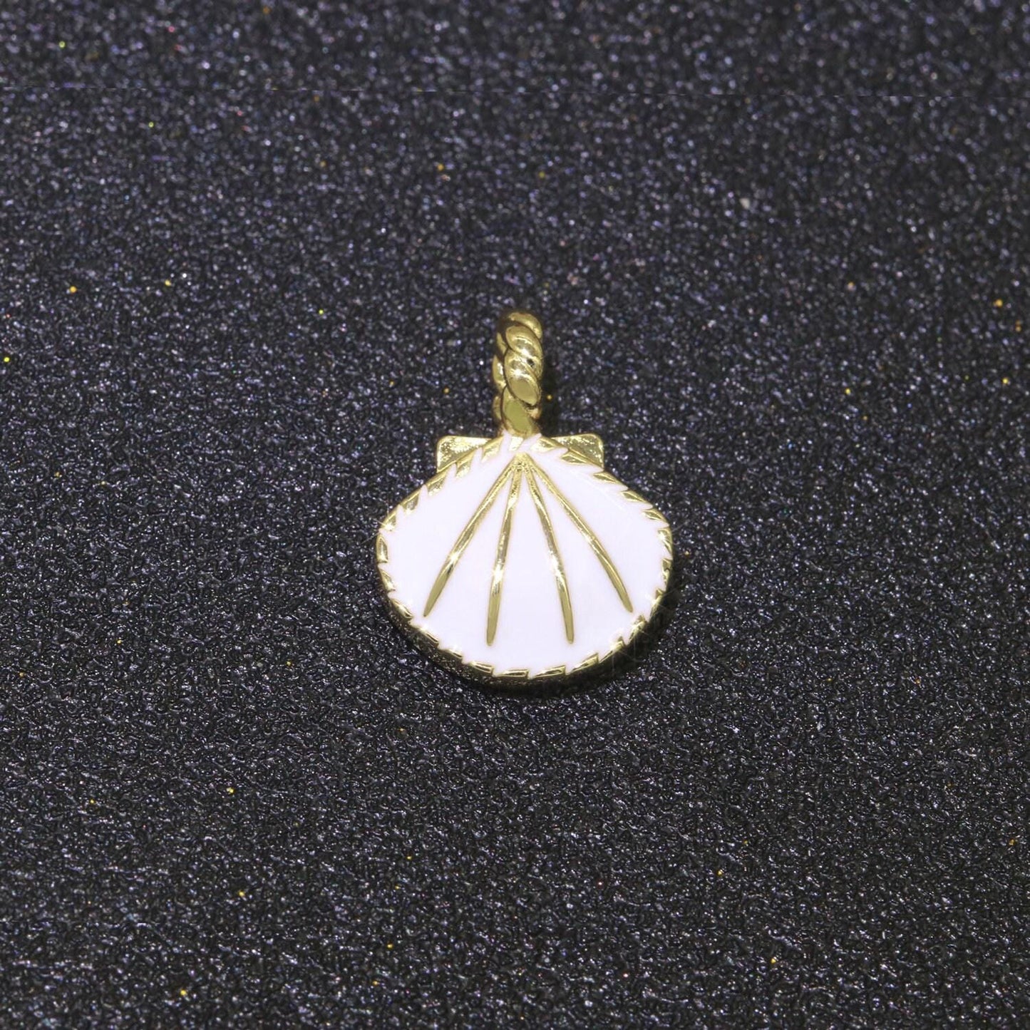 Dainty enamel sea shell charm, seashell charm, oyster necklace pendant, under the sea beach jewelry inspired pink green orange purple charm