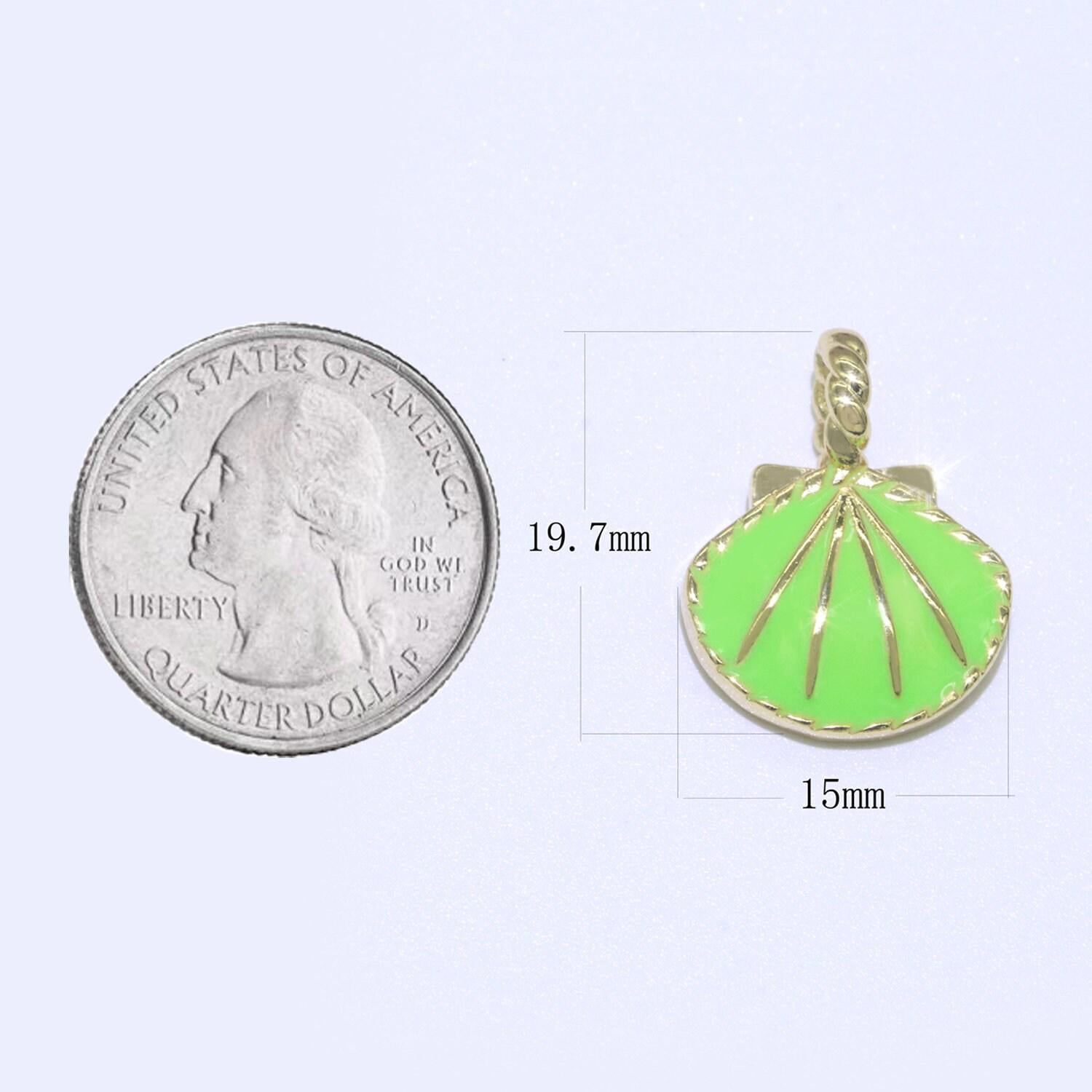 Dainty enamel sea shell charm, seashell charm, oyster necklace pendant, under the sea beach jewelry inspired pink green orange purple charm