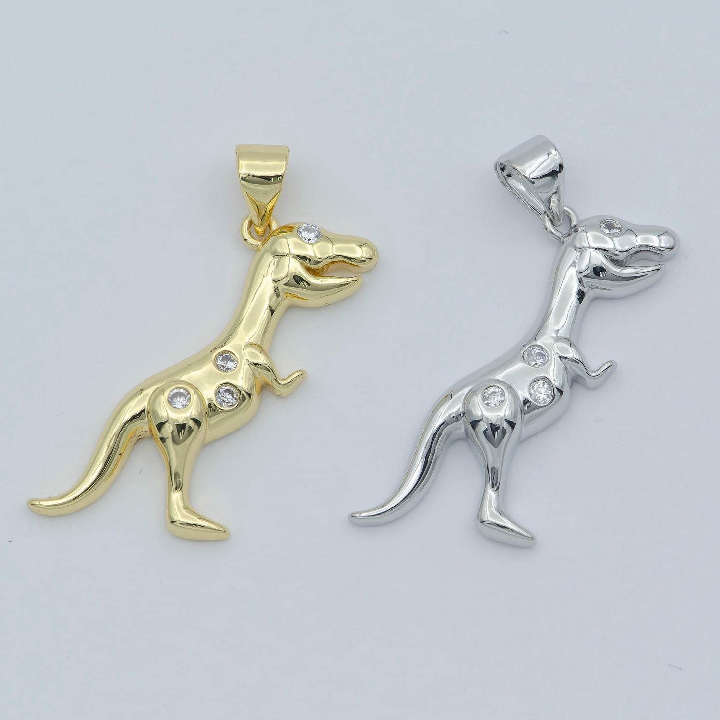Dainty gold t-rex dinosaur charms, silver tyrannosaurus rex charm men women unisex kids jewelry for bracelet necklace earring supply