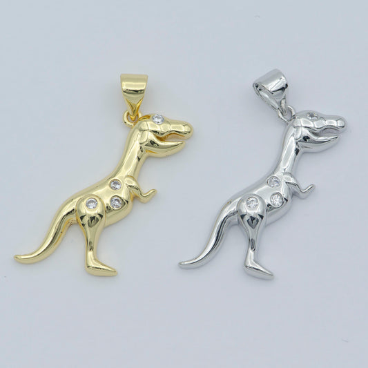Dainty gold t-rex dinosaur charms, silver tyrannosaurus rex charm men women unisex kids jewelry for bracelet necklace earring supply