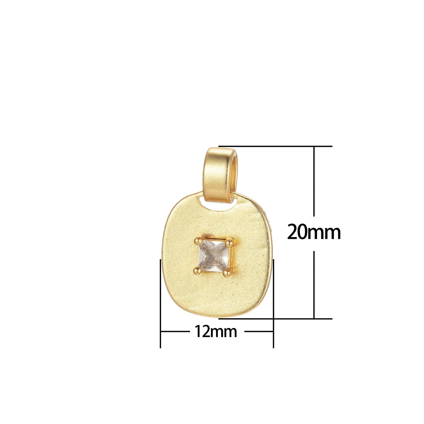 1x dainty emerald green, red, clear cz square gold medallion charm tiny small pendant tag charm, bracelet necklace earring finding, j-850