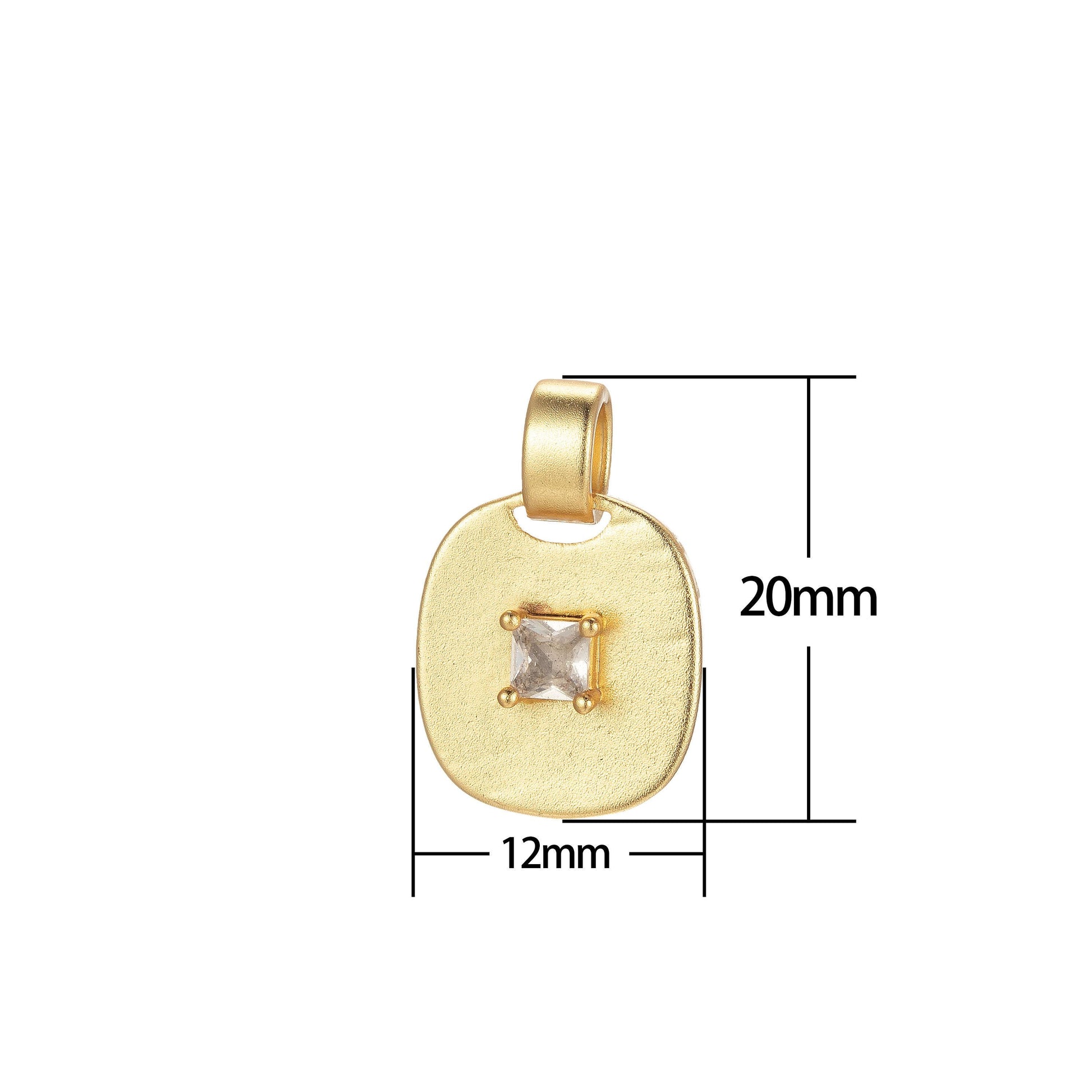 1x dainty emerald green, red, clear cz square gold medallion charm tiny small pendant tag charm, bracelet necklace earring finding, j-850