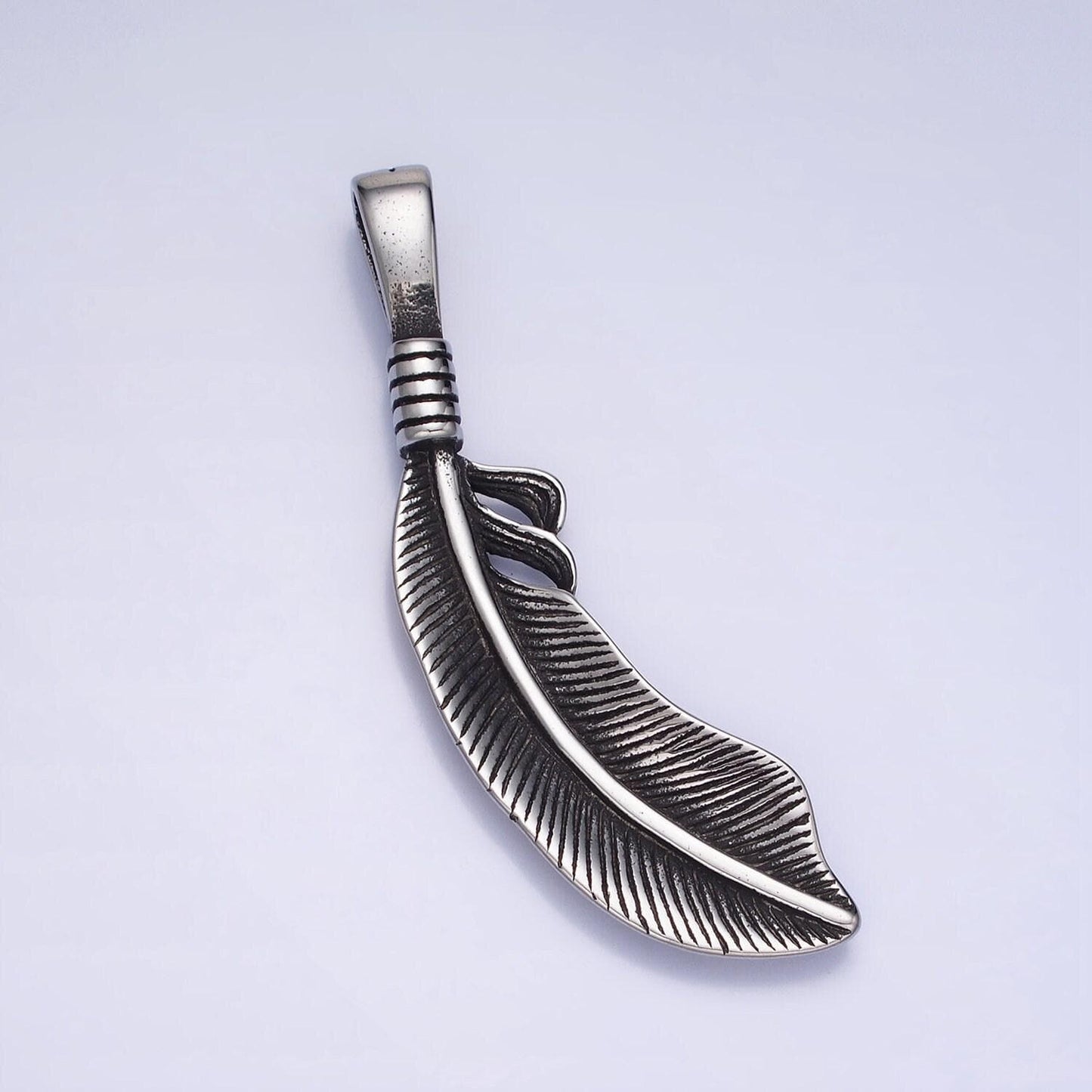 Silver gold stainless steel feather pendant indian tribe men leaf charms for jewelry making lead nickel free tarnish free | j-809