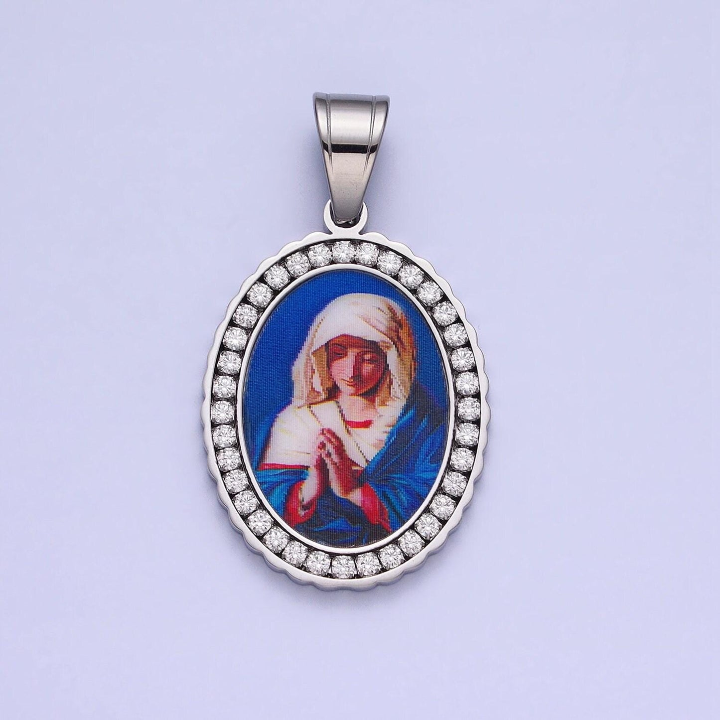 Cz stainless steel gold our lady of guadalupe charm virgin mary necklace pendant catholic religious jewelry making supply j780