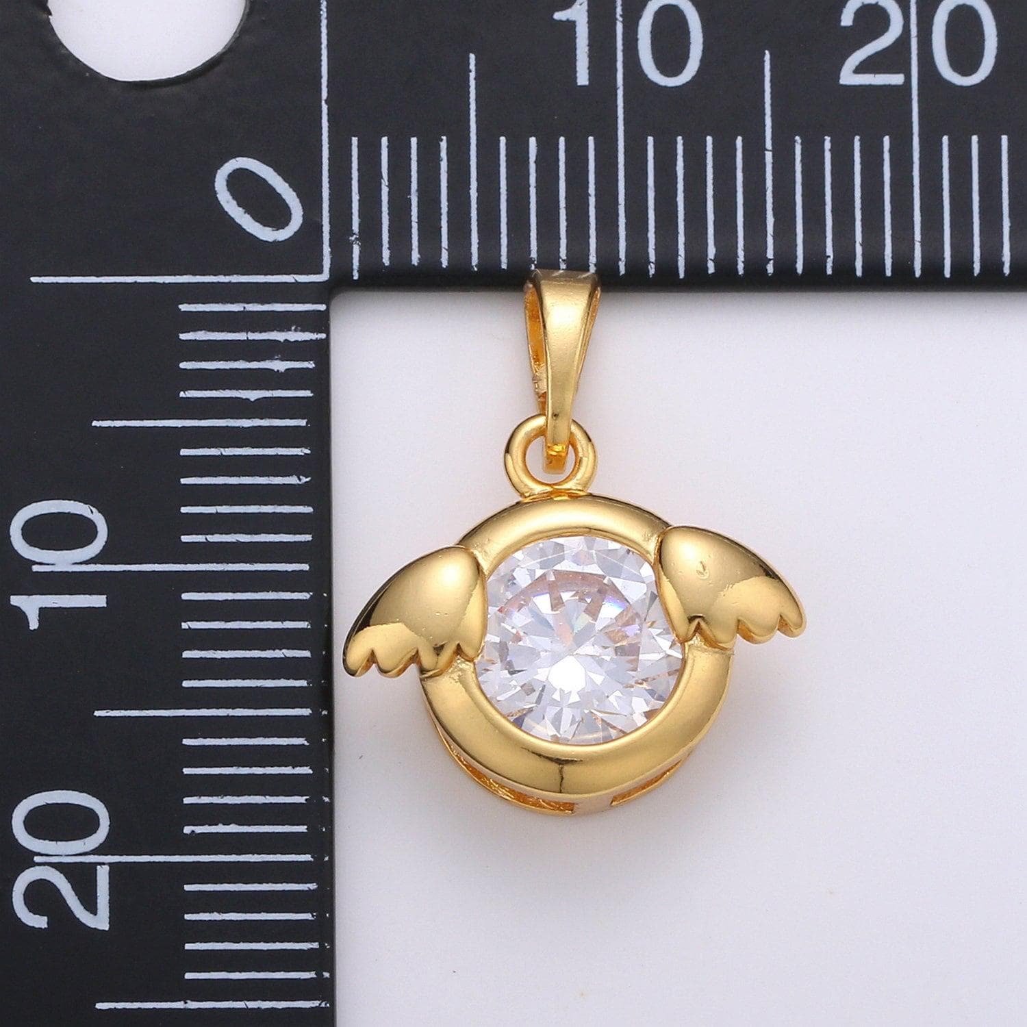 Wing wheel 24k gold plated angel pendant,solitaire cz pendant ,angel cubic mini pendant, dainty bracelet earring necklace charm, pdgf-1950