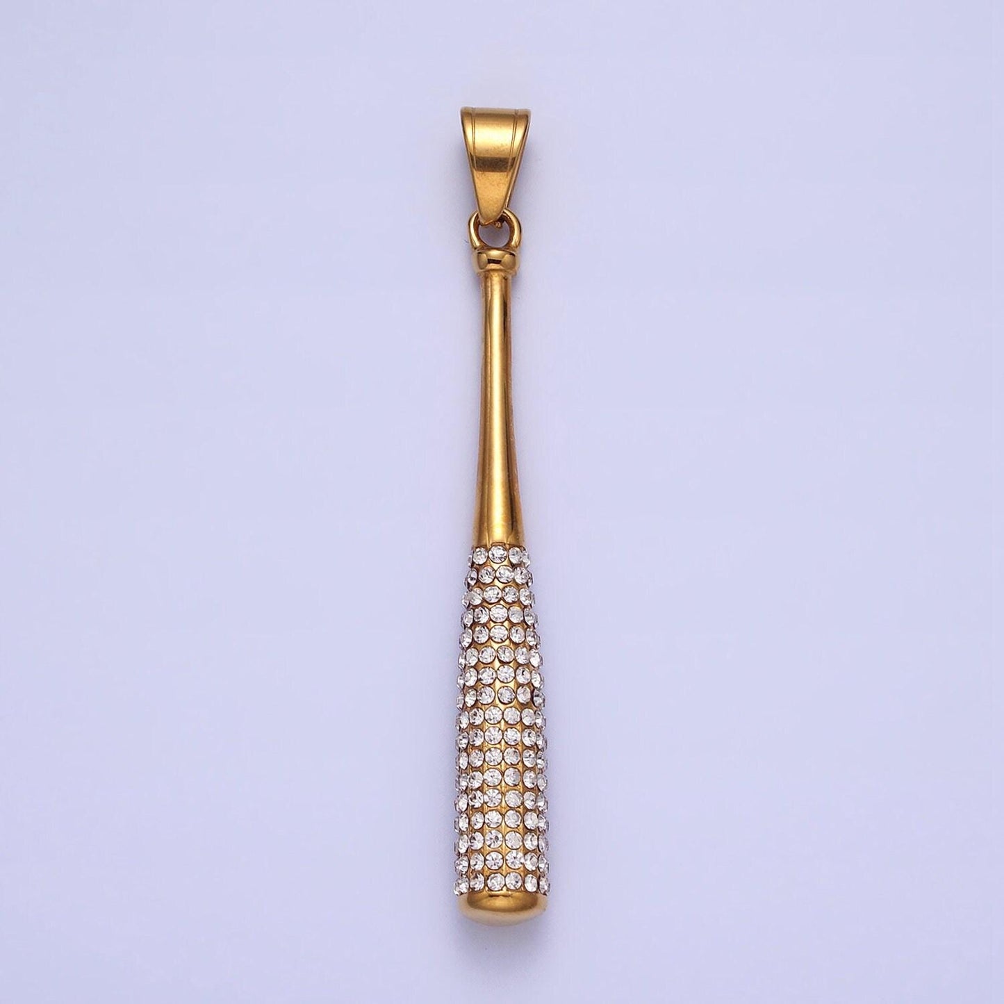 Stainless steel baseball bat pendant micro pave gold baseball charms 3d pendants j763 j771