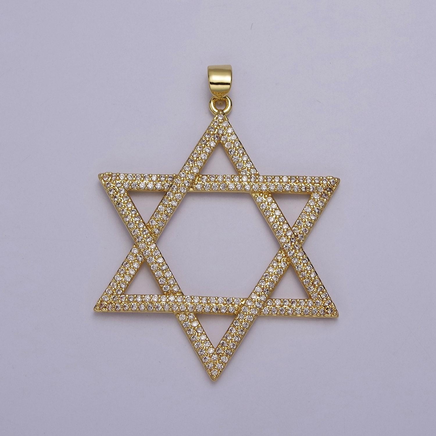 Micro pave cubic zirconia star of david pendant jewelry for necklace making, j-759
