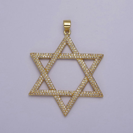 Micro pave cubic zirconia star of david pendant jewelry for necklace making, j-759