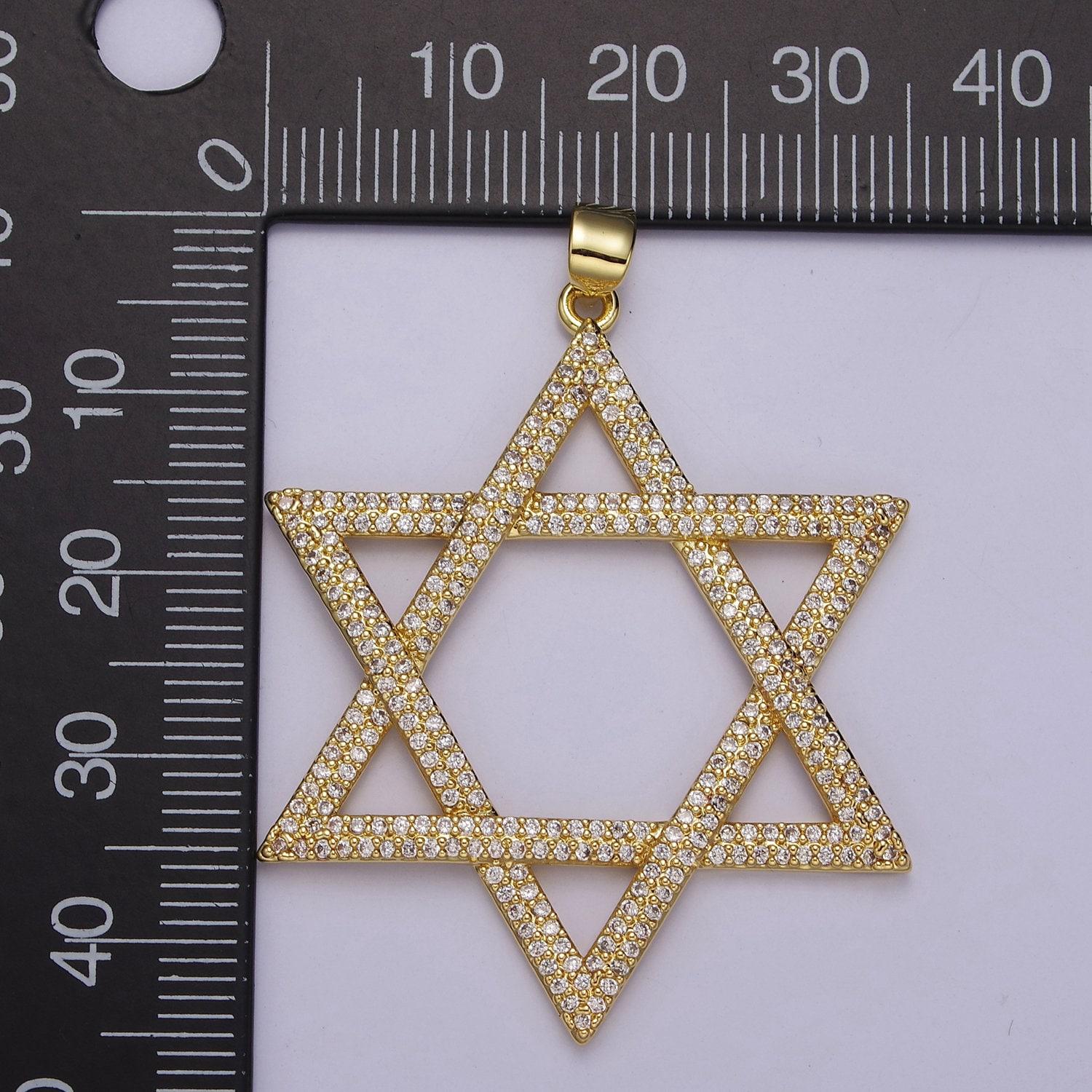 Micro pave cubic zirconia star of david pendant jewelry for necklace making, j-759