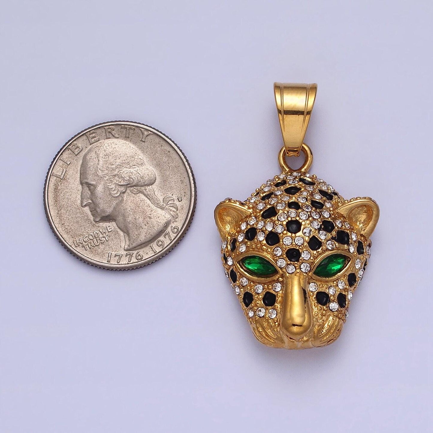 Stainless steel leopard pendant woman men hip hop jewelry gold animal cat statement charms micro pave 3d pendants j755 j758