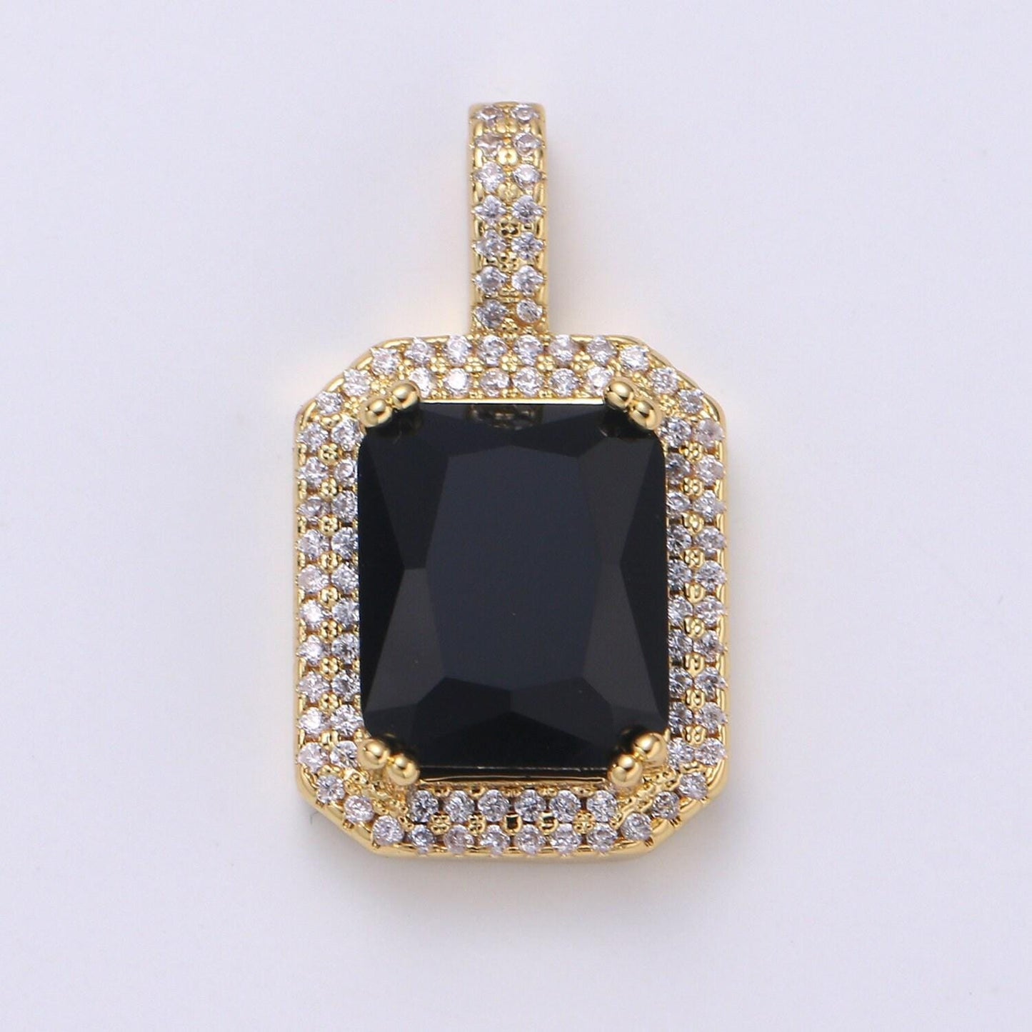 Cubic blue, black, green, pink, red 24k gold filled solitaire micro pave pendant, large emerald diamond square cz stone pendant j-238~j-242