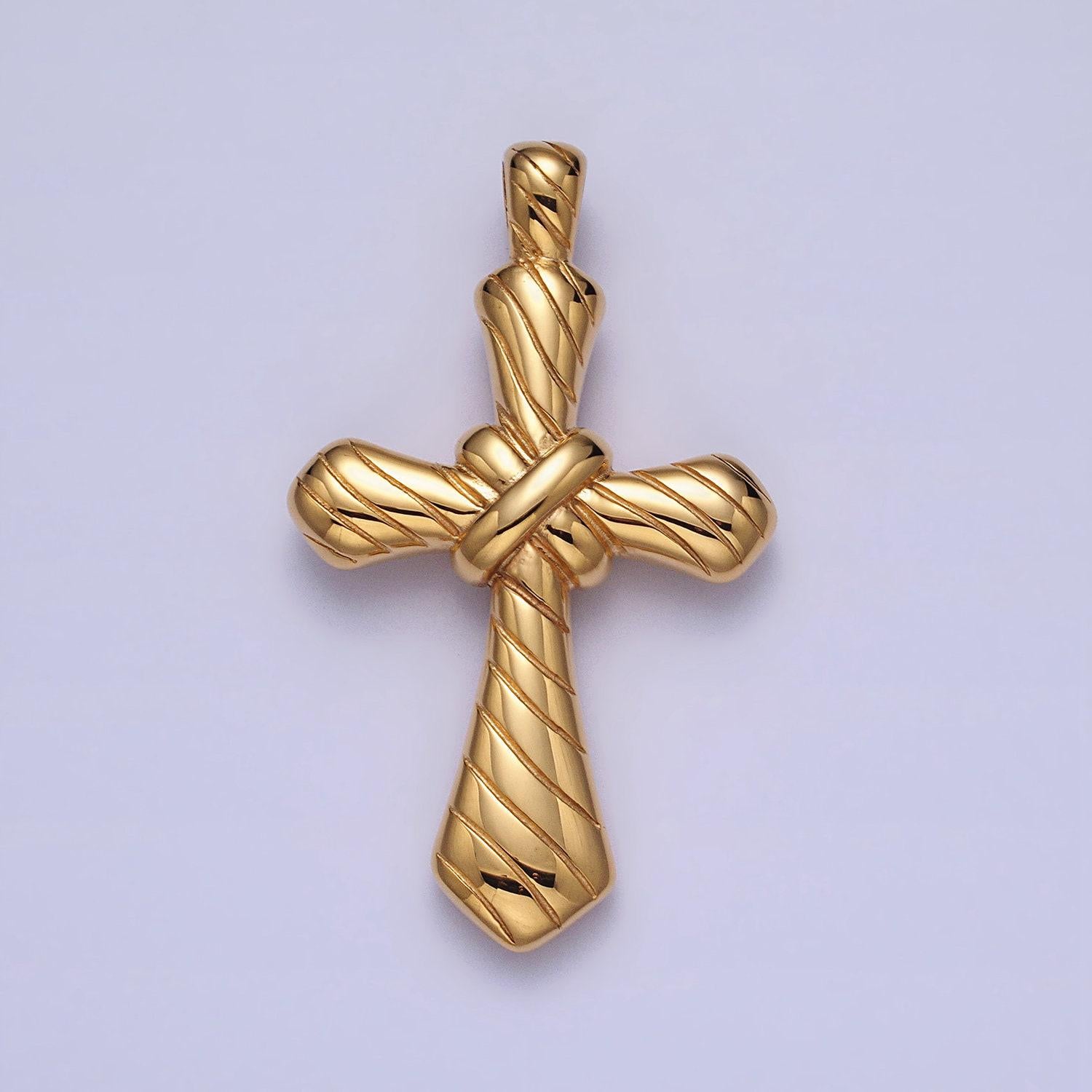 Stainless steel religious charm men line-textured tie pendant in gold & silver for priest gift idea christian catholic jewelry | j730 j739