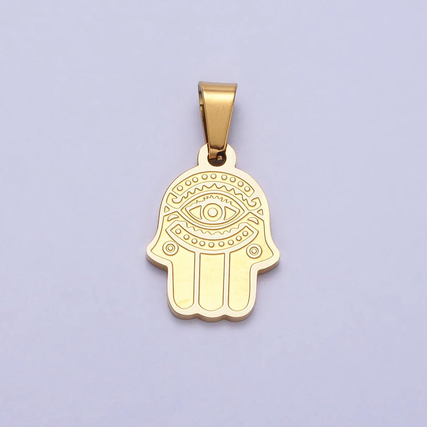Gold hand of hamsa necklace pendant evil eye charm• good luck charm • religious necklace • protection amulet jewelry making j700
