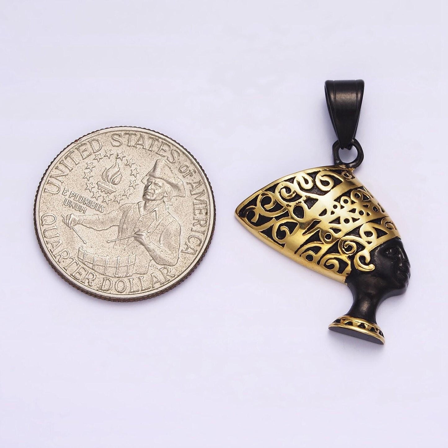 Stainless steel black gold nefertiti charm ancient egyptian queen head figurine pendant | j690