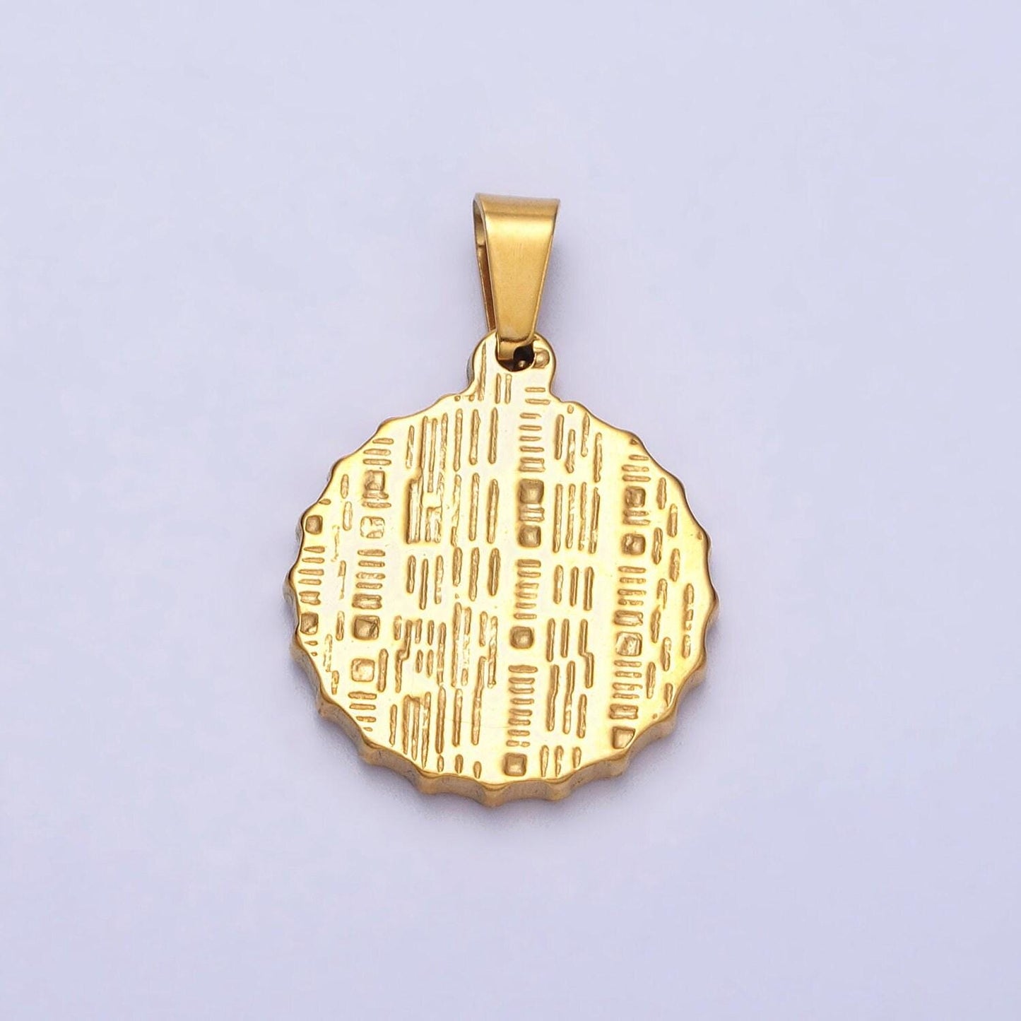 Stainless steel green, blue evil eye white enamel round textured pendant in gold & silver | j683 j686 j689 j698