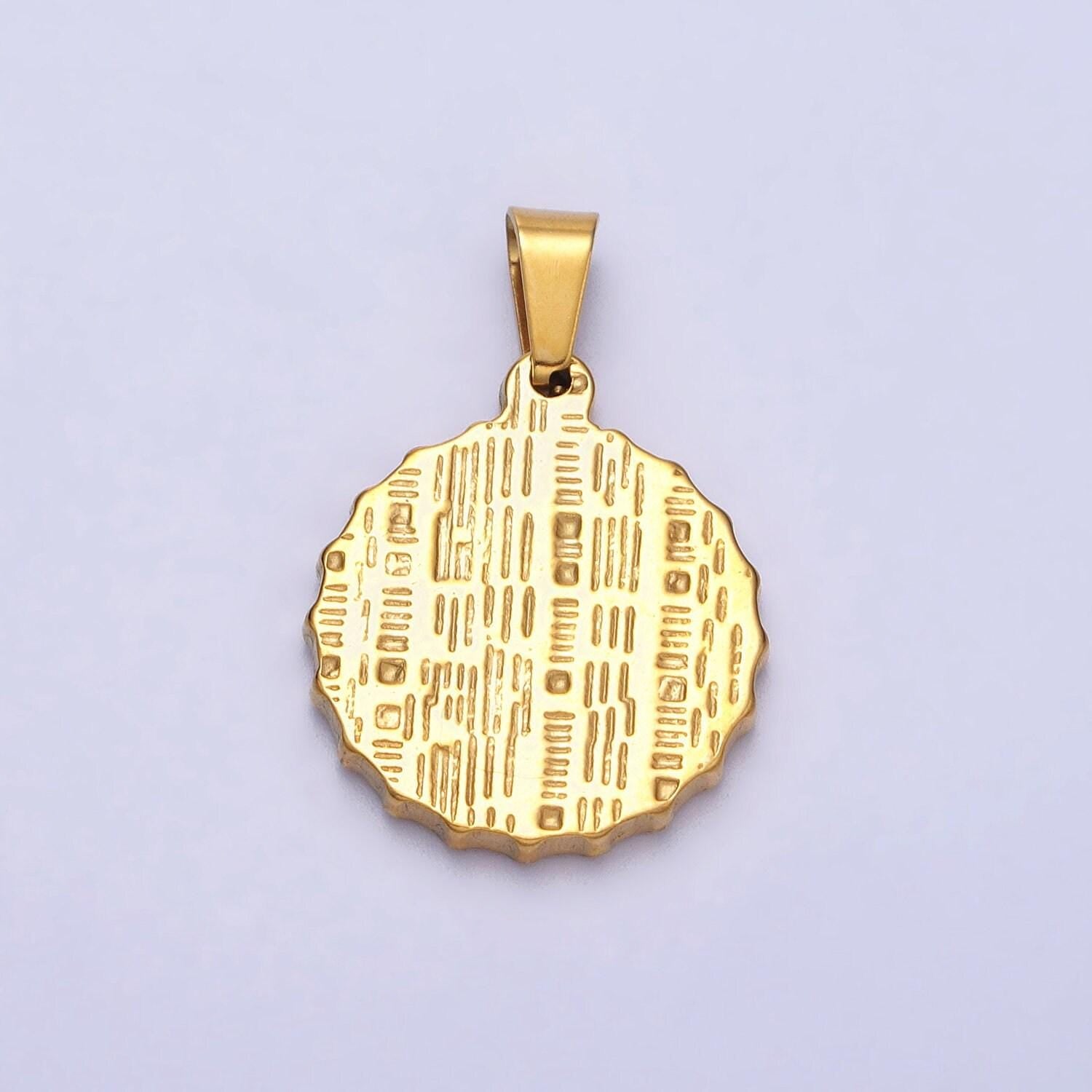Stainless steel green, blue evil eye white enamel round textured pendant in gold & silver | j683 j686 j689 j698