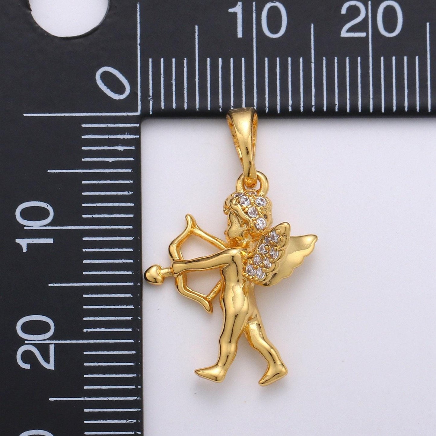 Cupid 24k gold pendant,bow arrow charm, micro pave cubic mini pendant, dainty beautiful jewelry bracelet earring necklace, pdgf-1940