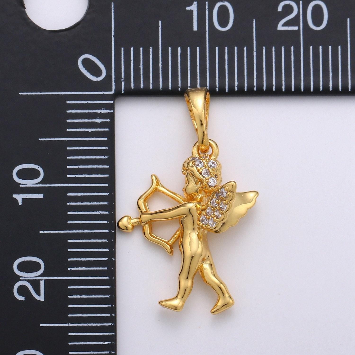 Cupid 24k gold pendant,bow arrow charm, micro pave cubic mini pendant, dainty beautiful jewelry bracelet earring necklace, pdgf-1940