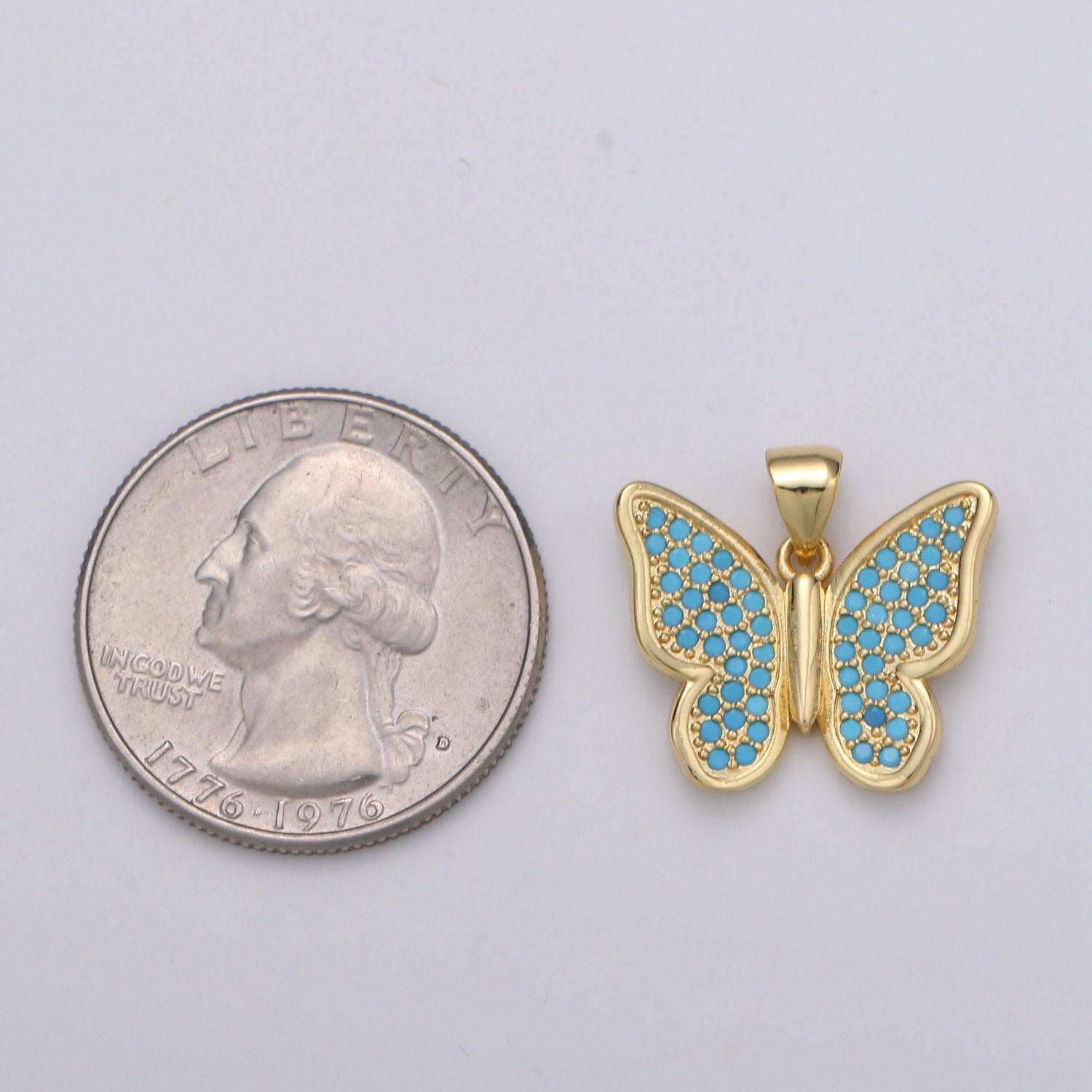 1pc gold micro pave cz butterfly pendant charm, micro pave cz butterfly pendant charm, gold filledcluster cz pendant j-63,j-64,j65