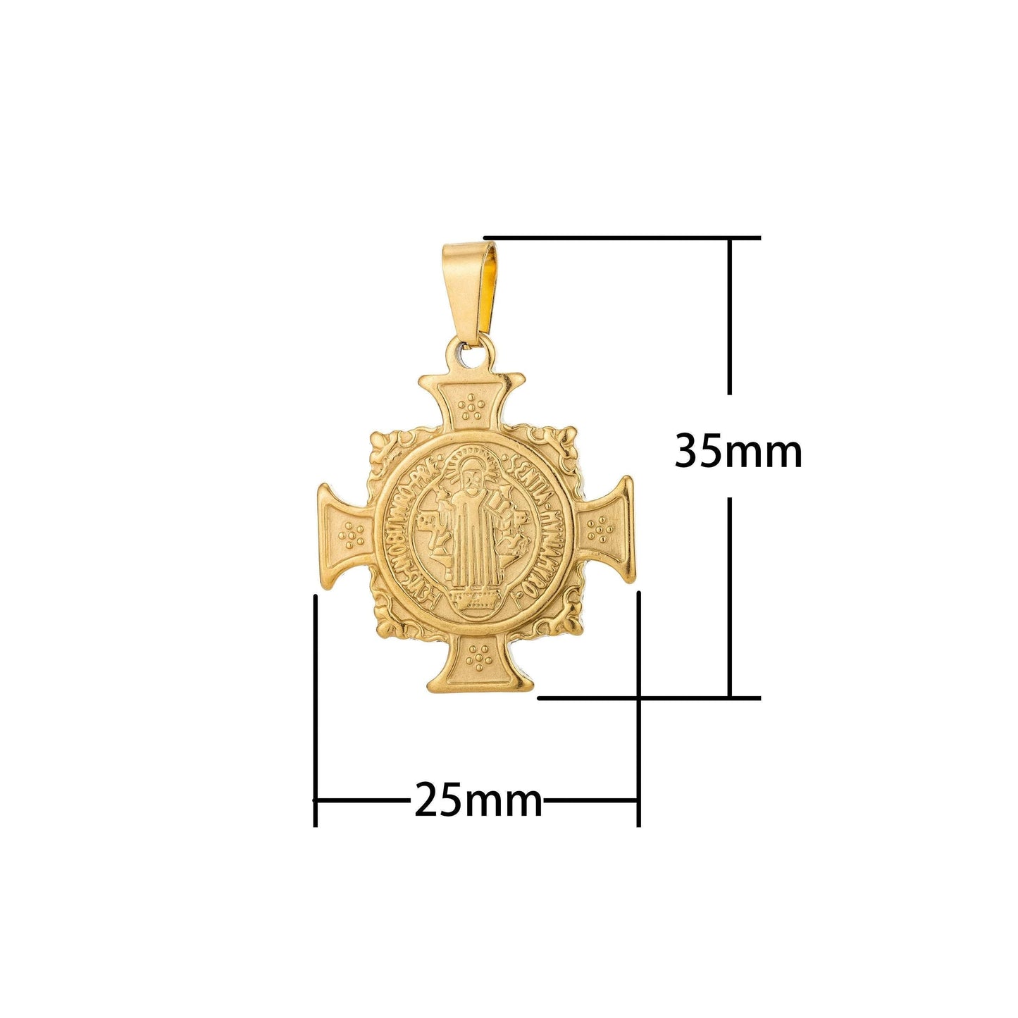Double sided gold filled saint benedict cross charm medallion antiquity statement pendant for religious necklace jewelry making,j-554,j-608