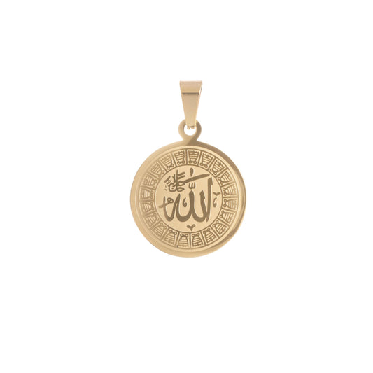 Gold stainless steel religious pendant, islam, moslem, allah, arabic word, bails findings for earring necklace jewelry making supplies j-478