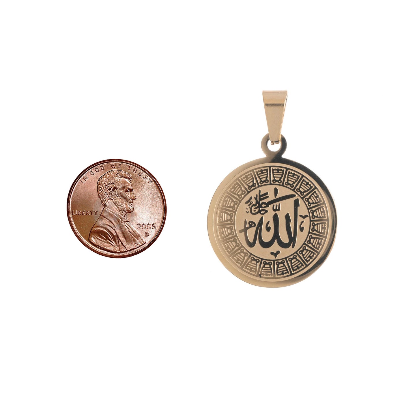 Gold stainless steel religious pendant, islam, moslem, allah, arabic word, bails findings for earring necklace jewelry making supplies j-478
