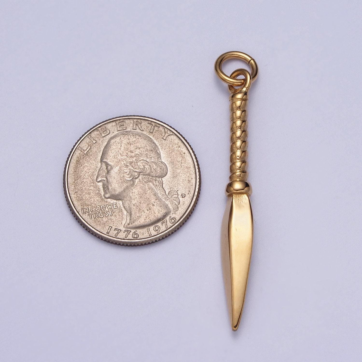 Dainty sword pendant in gold / silver small dagger amulet spear knife add on charm for diy fashion charm necklace bracelet earring j464