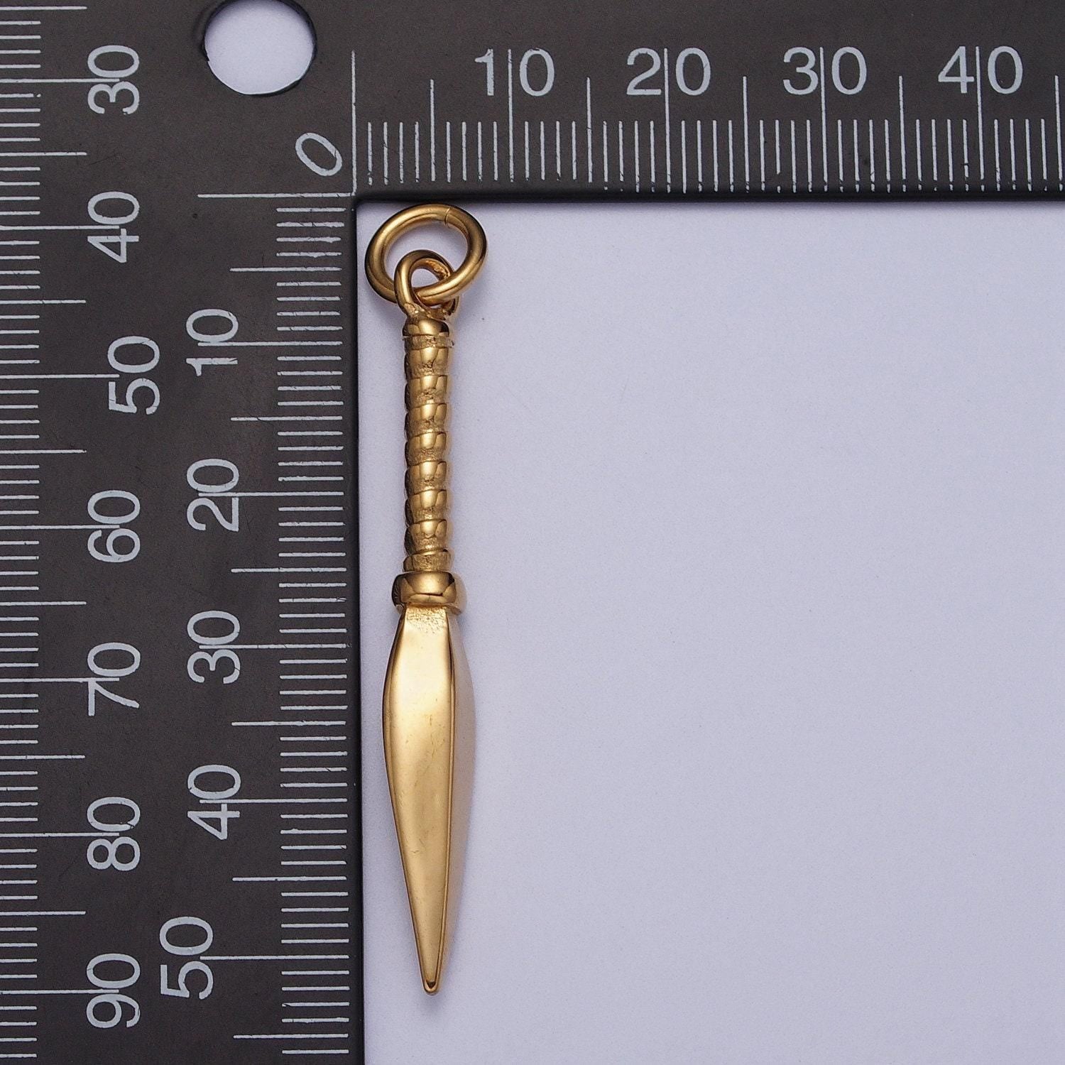 Dainty sword pendant in gold / silver small dagger amulet spear knife add on charm for diy fashion charm necklace bracelet earring j464