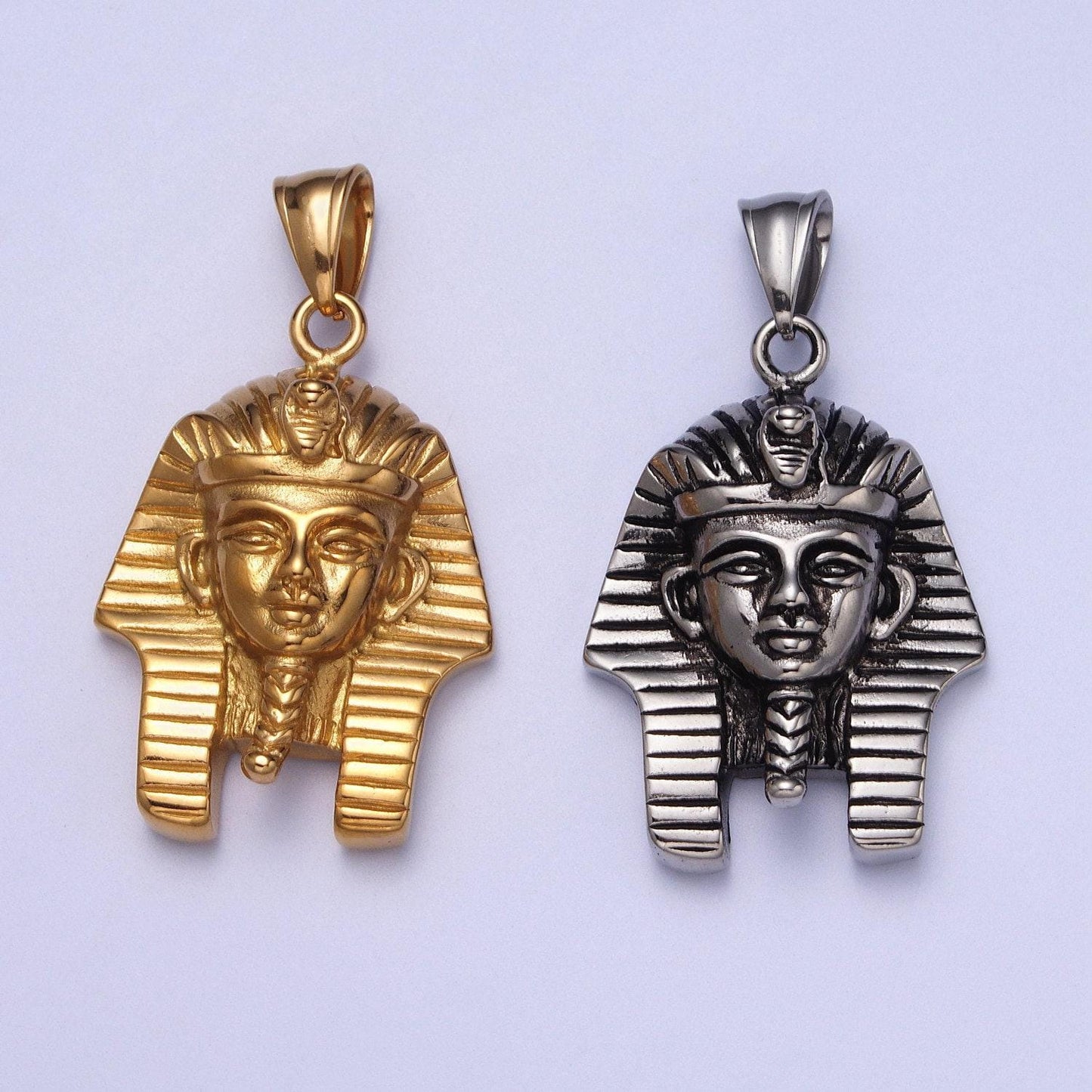 Gold pharaoh head pendant big heavy hard egyptian king tut necklace charm for jewelry making supply j448