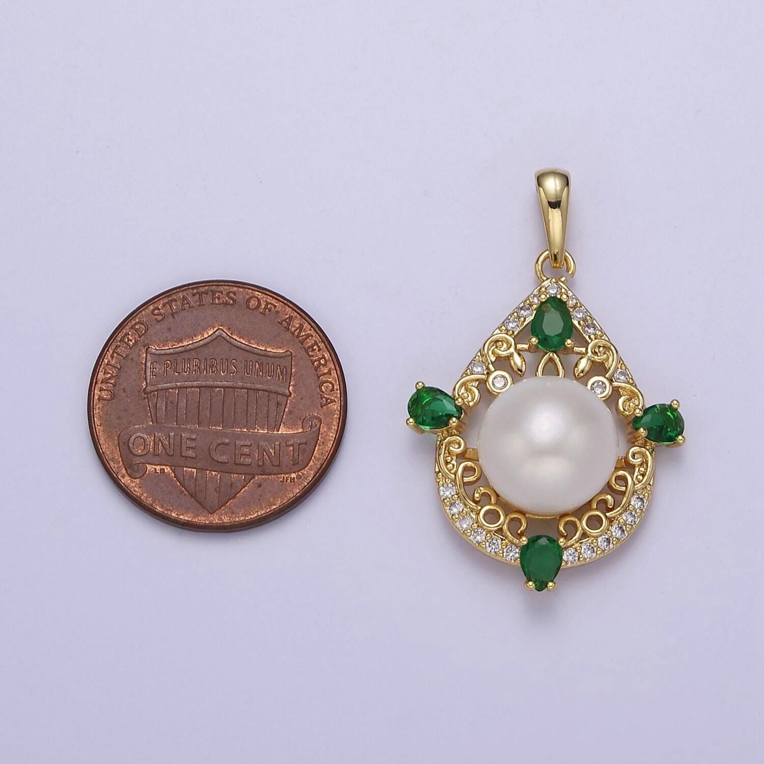 Dainty tear drop vintage style pearl charm for bracelet necklace component j-446