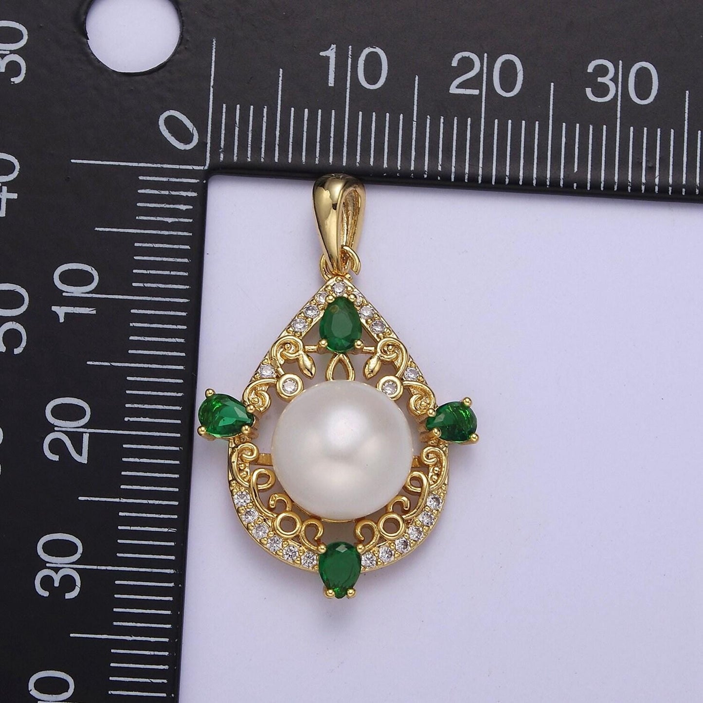 Dainty tear drop vintage style pearl charm for bracelet necklace component j-446