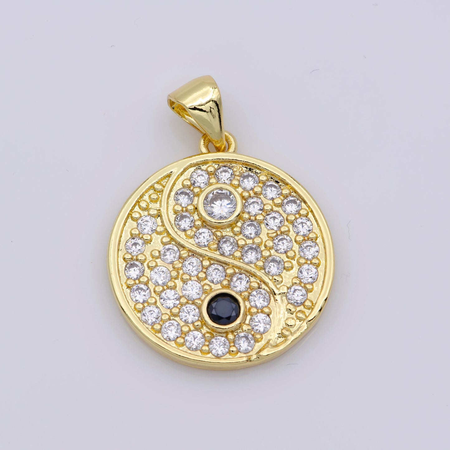14k gold filled yin yang dainty pendant, micro pave yinyang charm for necklace bracelet earring j-930