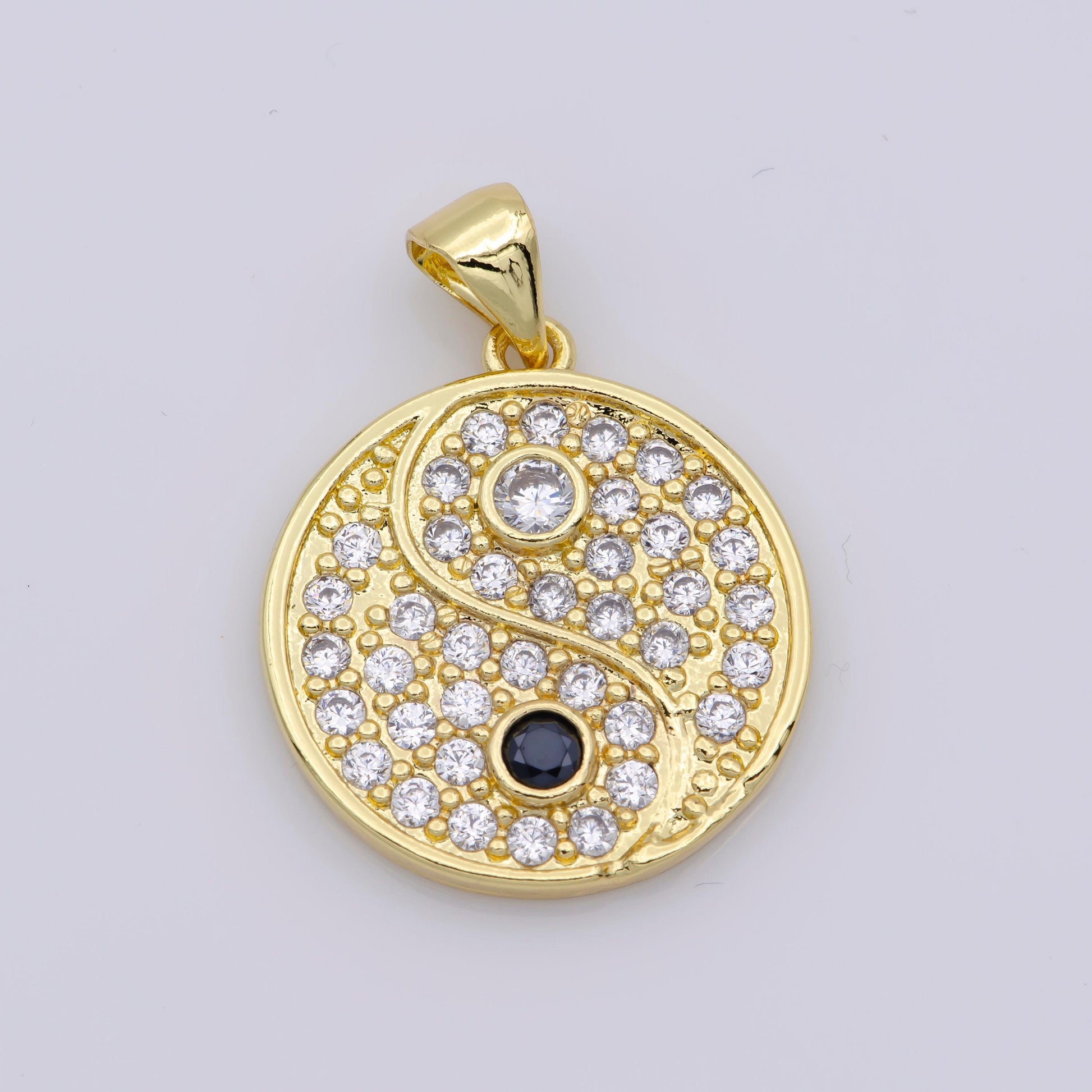14k gold filled yin yang dainty pendant, micro pave yinyang charm for necklace bracelet earring j-930