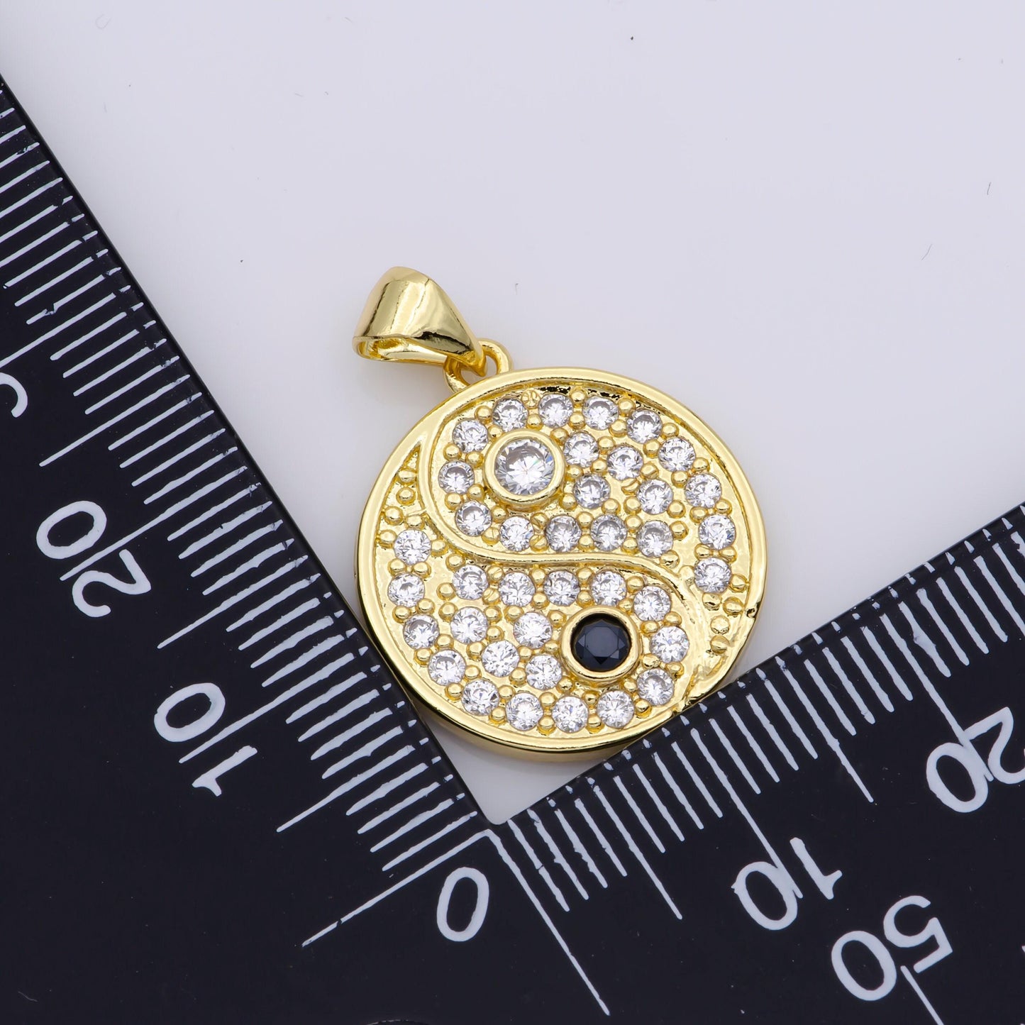 14k gold filled yin yang dainty pendant, micro pave yinyang charm for necklace bracelet earring j-930