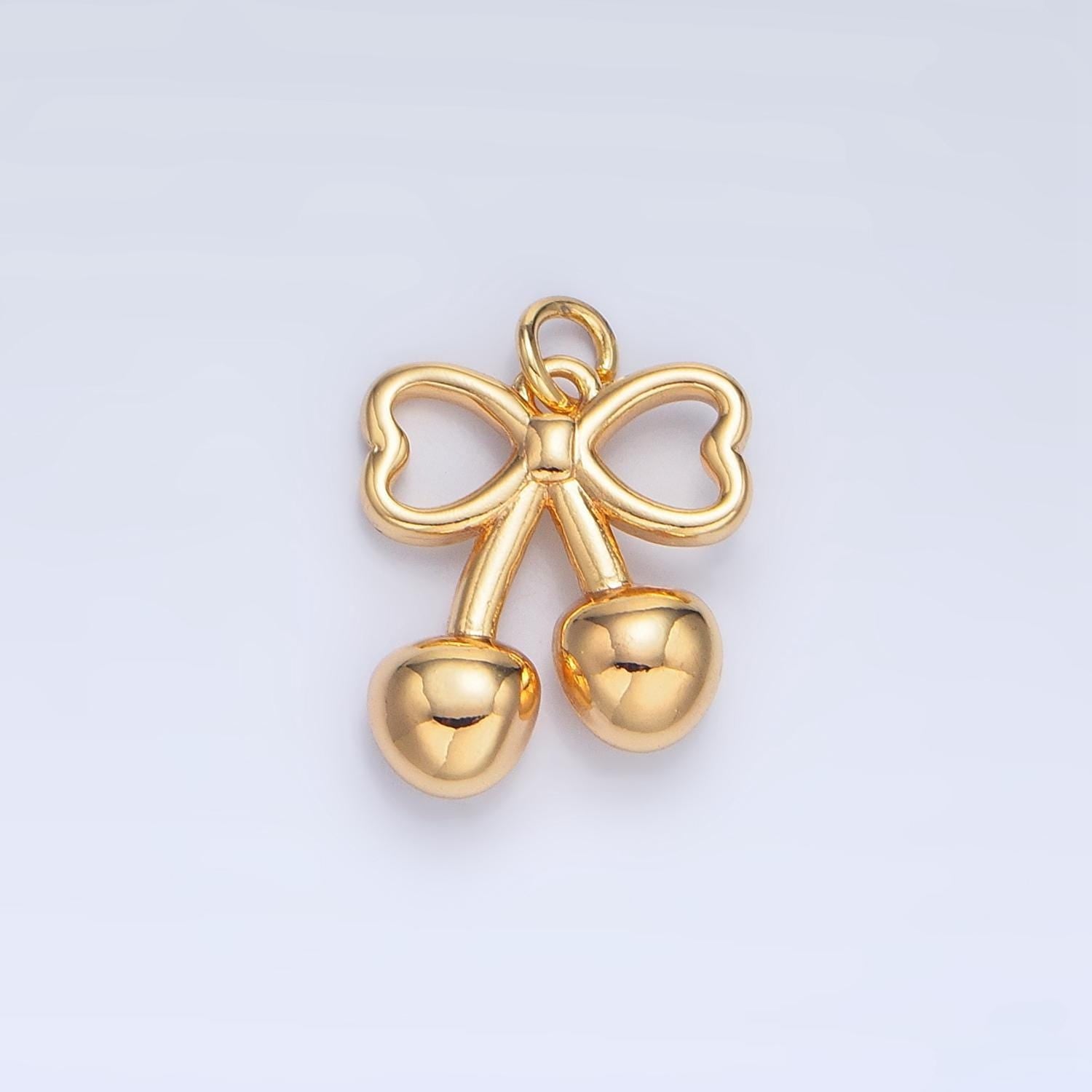 Dainty 24k gold filled cute ribbon bow charm for bracelet necklace earring component add-on charm cherry inispired | n1345