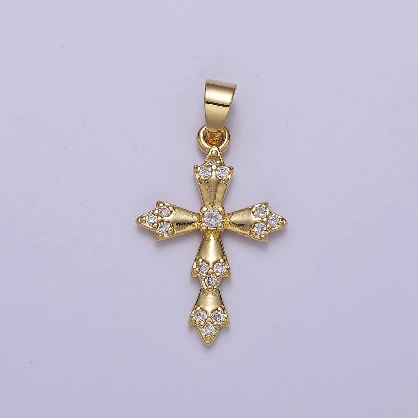 Cz cross charm pendant, gold filled cross with cubic zirconia stone for religious minimalist layering pendant j-440