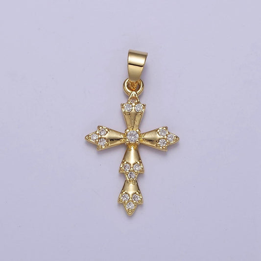 Cz cross charm pendant, gold filled cross with cubic zirconia stone for religious minimalist layering pendant j-440
