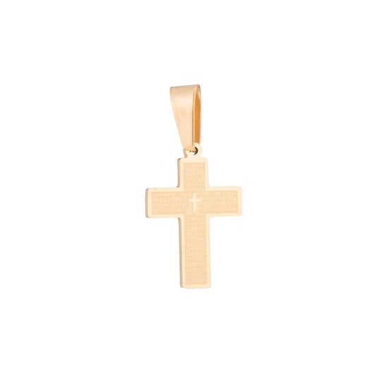 24k gold filled cross charm spanish the lord's prayer padre nuestro for layered necklace pendant religious charm for jewelry making j-439