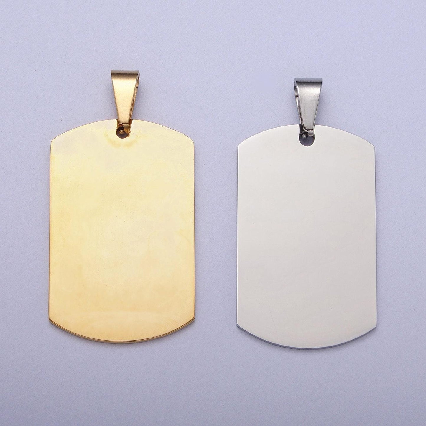 Gold engraved stainless steel military style dog tag pendant for personalize front, back or both blank tag jewelry making supply j431